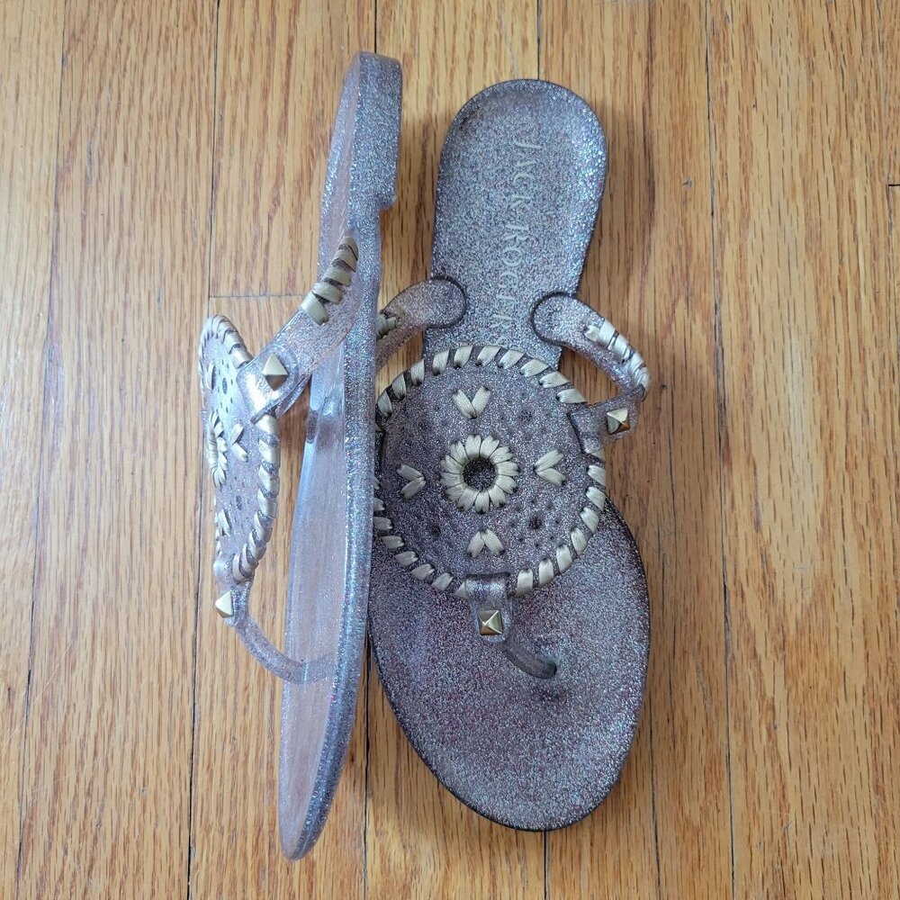 Jack Rogers Glitter Jelly Sandals 6 Medallion‎ Thong Beach Sandals GEORGICA
